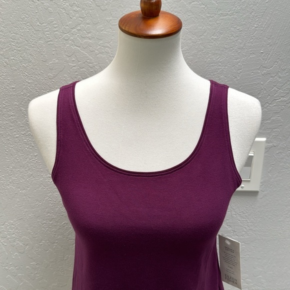 Eileen Fisher Organic Cotton Scoop Neck Tank PS Burgundy Maroon Purple - Picture 2 of 15